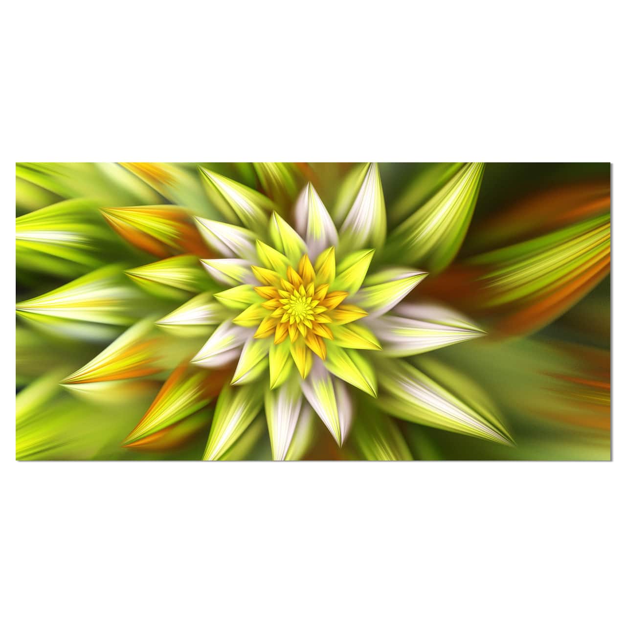 Designart - Huge Yellow Fractal Flower - Floral Canvas Art Print